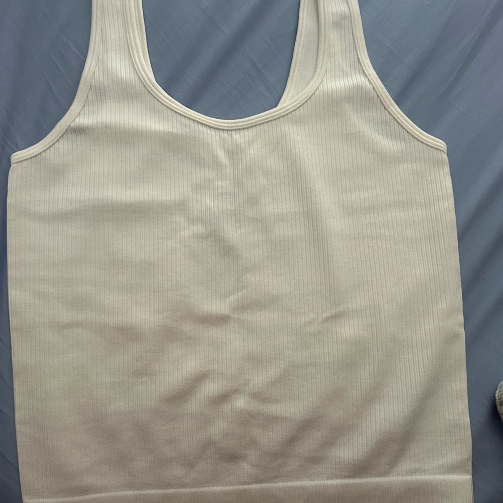 a new day Cream Ribbed Tank Top